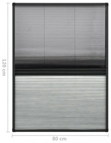 alumínium pliszé ablakszúnyogháló árnyékolóval 80 x 120 cm