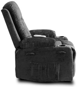 Elektromosan Vezérelhető Masszázsfunkciós Relaxfotel Vintage Fekete Szövet Kárpittal. BOX