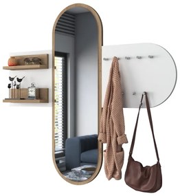 Fali tükör RANI 125x120 cm fehér/barna