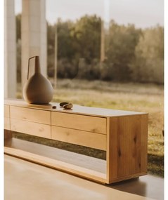 Natúr színű TV-állvány tölgyfa dekorral 200x51 cm Alguema – Kave Home