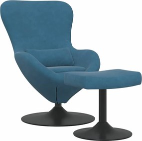 vidaXL Tojás Szék Lábtartóval with Footstool Kék Bársony