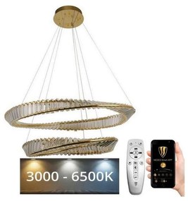 NEDES LED Dimmelhető csillár zsinóron LED/90W/230V 3000-6500K arany/króm + távirányító ND3550