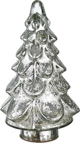 SILVER FOREST üveg fenyőfa ezüst 19cm