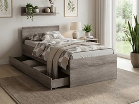 Ágy ELISA 90 x 200 cm, szarvasgomba tölgy Ágyrács: Lamellás ágyrács, Matrac: Coco Maxi 20 cm matrac