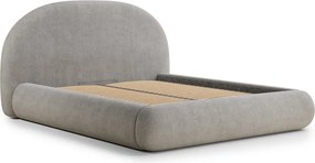 Szürkésbézs kárpitozott ágyneműtartós franciaágy ágyráccsal 160x200 cm Maumere – Maison de Rêve