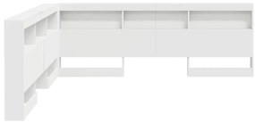 Tároló fejtámla polcokkal fejtámlával Fehér 200 cm Faanyag