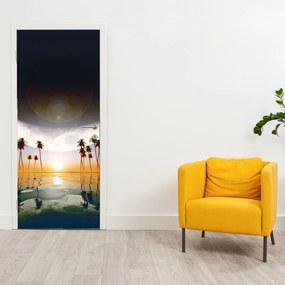 Fotótapéta ajtóra - Hold a pálmafák felett (95x205cm)