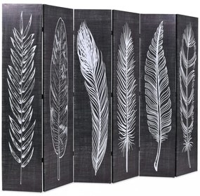 fekete-fehér toll mintás paraván 228 x 170 cm