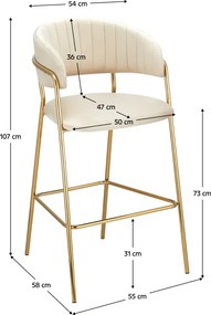 Design bárszék, bézs Velvet szövet/gold króm arany, DASMIN TYP 2