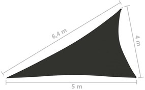 antracitszürke háromszögű oxford-szövet napvitorla 4x5x6,4 m