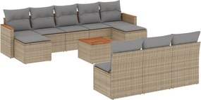 vidaXL 11 részes bézs polyrattan kerti ülőgarnitúra párnákkal