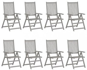 8 db szürke tömör akácfa kerti dönthető szék