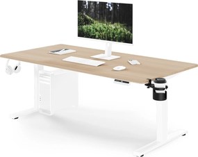 Elektromos, állítható magasságú, ergonomikus, fehér/sonoma tölgy íróasztal,1600x800 mm: ARIA