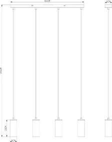 Globo 57911-4HG Függesztett lámpa fém grafit sötét, fém grafit, fekete PVC kábel, HxSzxM: 650x60x1200mm, fényforrás nélkül szállítva 4x GU10 35W 230V