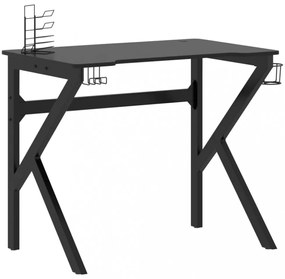 fekete K-lábú gamer asztal 90 x 60 x 75 cm