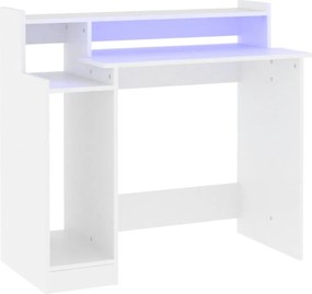 vidaXL fehér szerelt fa íróasztal LED-ekkel 97 x 45 x 90 cm