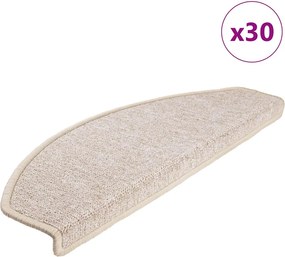 vidaXL 30 db lépcsőszőnyeg 65 x 24 x 4 cm bézs félkör alakú, nagy