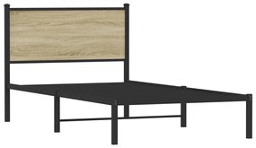 sonoma tölgy színű fém ágykeret matrac nélkül 100 x 200 cm