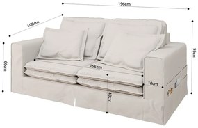 Krémszínű kanapé 196 cm Nora – Ropez