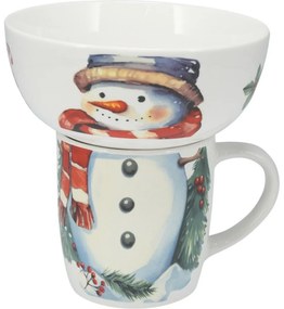Hóember reggeli szett, 2 db, porcelán