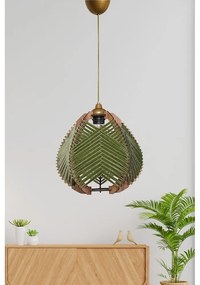 Sötétzöld-natúr színű függőlámpa textil búrával ø 25 cm – Opviq lights