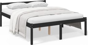 vidaXL King Size fekete tömör fenyőfa ágy időseknek 150 x 200 cm