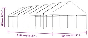fehér polietilén pavilon tetővel 15,61 x 5,88 x 3,75 m