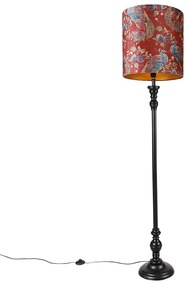 Állólámpa fekete vörös páva árnyékolóval 40 cm - Classico