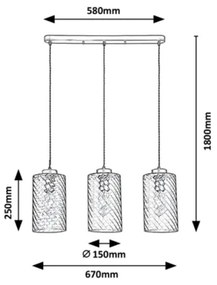 Rabalux - Csillár zsinóron 3xE27/40W/230V
