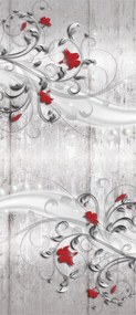 Flizelin fotótapéta Ezüst és piros virágok fán 91x211 +ragasztó