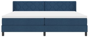 Boxspring ágy matraccal, kék színben, 200cm x 200cm, szövet.