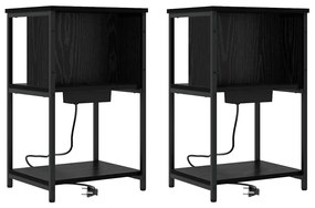 Éjjeliszekrény 2 pcs Musta tammi 38 x 31 x 61 cm Faanyag
