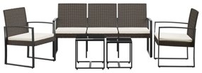 vidaXL 5 részes barna polyrattan kerti étkezőgarnitúra párnákkal