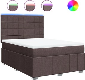 vidaXL sötétbarna szövet rugós ágy matraccal 140 x 200 cm