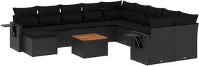 vidaXL 12 részes fekete polyrattan kerti ülőgarnitúra párnákkal