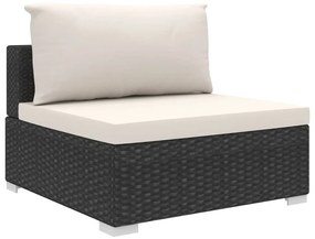 4 részes fekete polyrattan kertibútor-garnitúra párnákkal