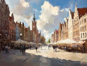Vászonkép Canvas Építészet Város Gdańsk Utca Hosszú Piac 100x75