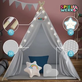 Spielwerk® Teepee gyereksátor 160x120x120cm - szürke