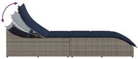 összecsukható napozóágy párnával és tárolóval szürke polyrattan
