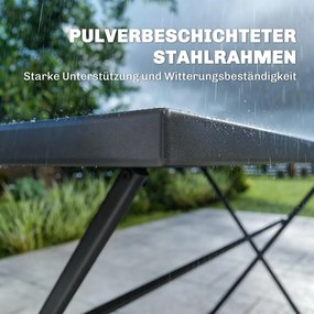 Outsunny Kerti bútor garnitúra, összecsukható ülőgarnitúra, 5 részes, asztal 4 légáteresztő székkel, fahatású