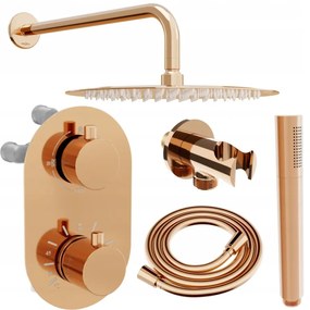 Mexen Kai DR70 rejtett fürdőkád és zuhany szett esőzuhannyal 30 cm, rózsaszín arany, 77602DR7030-60