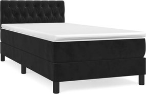 vidaXL fekete bársony rugós ágy matraccal 90x190 cm