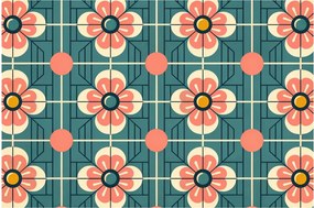 Kép - Retro virágminta (90x60 cm)