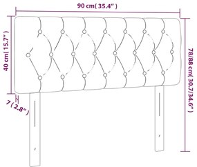 fekete bársony LED-es fejtámla 90 x 7 x 78/88 cm