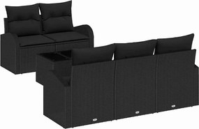 vidaXL Kerti Kanapé Szett Fekete 55 x 55 x 37 cm polirattan