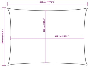 fekete téglalap alakú oxford-szövet napvitorla 3 x 4,5 m