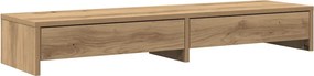 vidaXL kézműves tölgy szerelt fa monitorállvány fiókokkal 100x27x15 cm