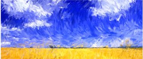 Kép - olajfestmény, arany mező (120x50 cm)