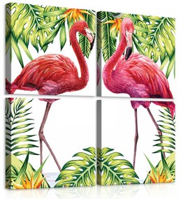 Vászonkép 4 darabos, Flamingó 50x50 cm méretben