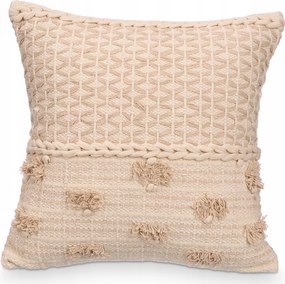 Dekorációs Párna Boho Bézs Négyzet Alakú 45 x 45 cm Kanapéra